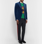 Gucci - Royal-Blue Slim-Fit Stretch Cotton and Modal-Blend Velvet Blazer - Men - Royal blue