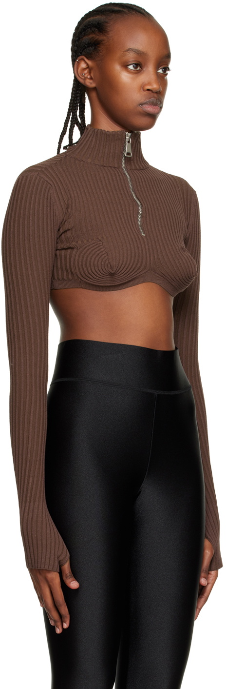 ANDREĀDAMO Brown Spiral Turtleneck