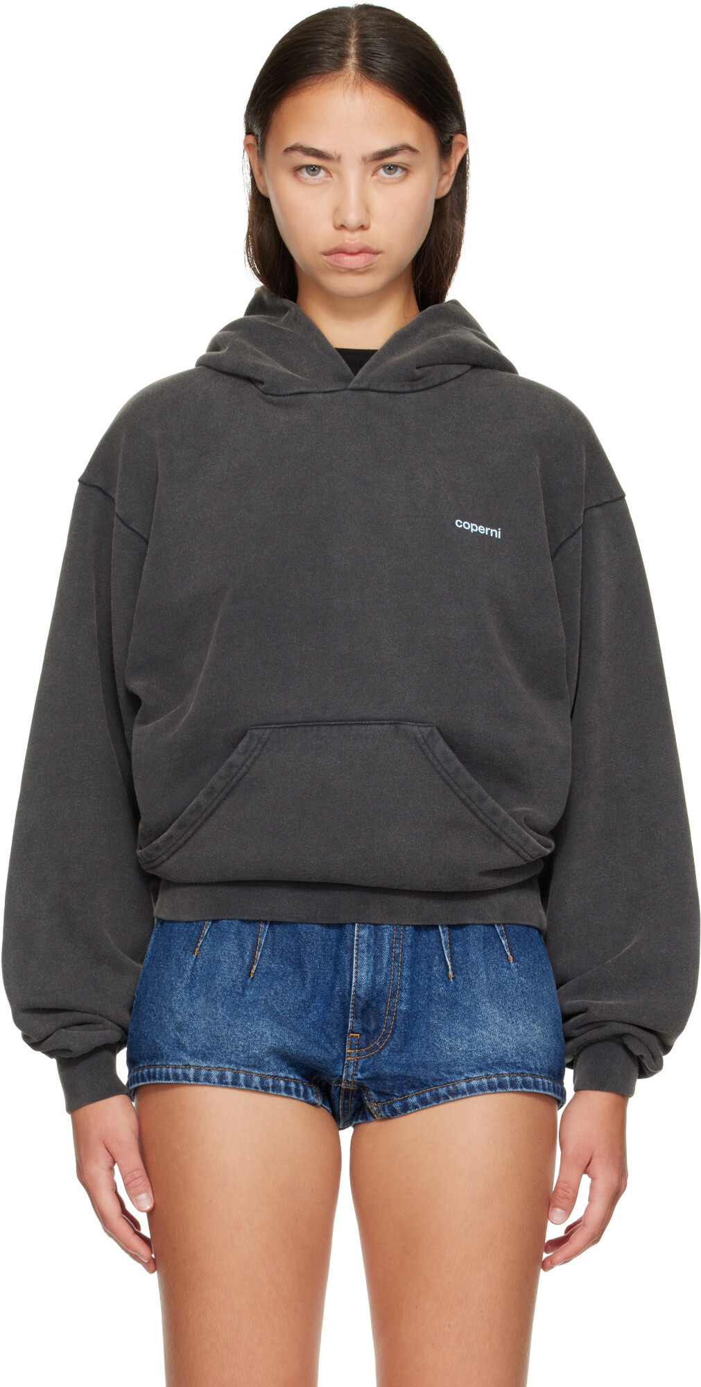 Coperni Gray Washed Horn Hoodie