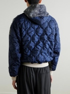 KAPITAL - Panelled Bandana-Print Cotton-Jersey and Quilted Shell Hoodie - Blue