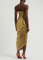 Norma Kamali Diana Ruched Metallic Stretch-jersey Maxi Dress Metallic Gold