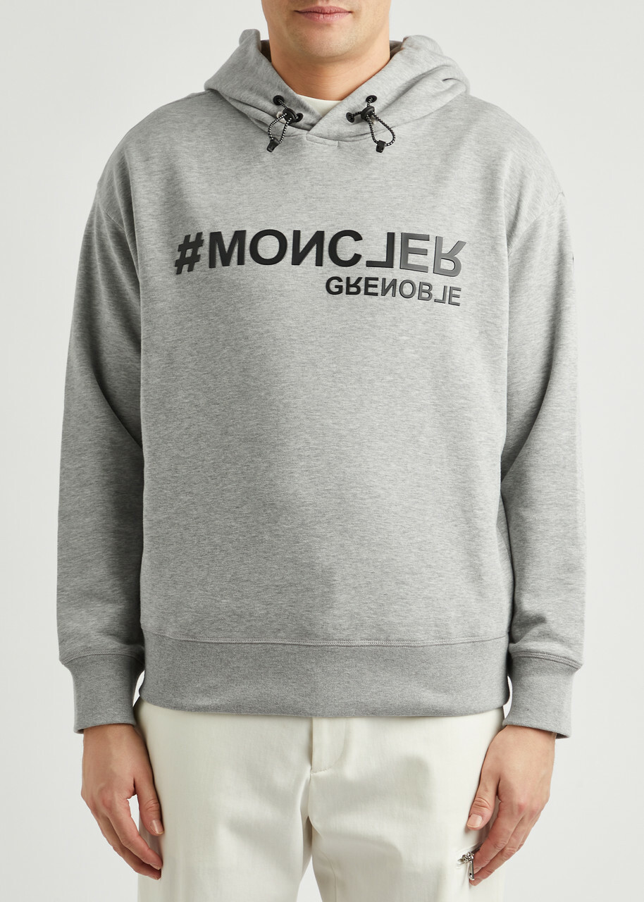 Moncler Grenoble Logo Hooded Cotton Sweatshirt Grey