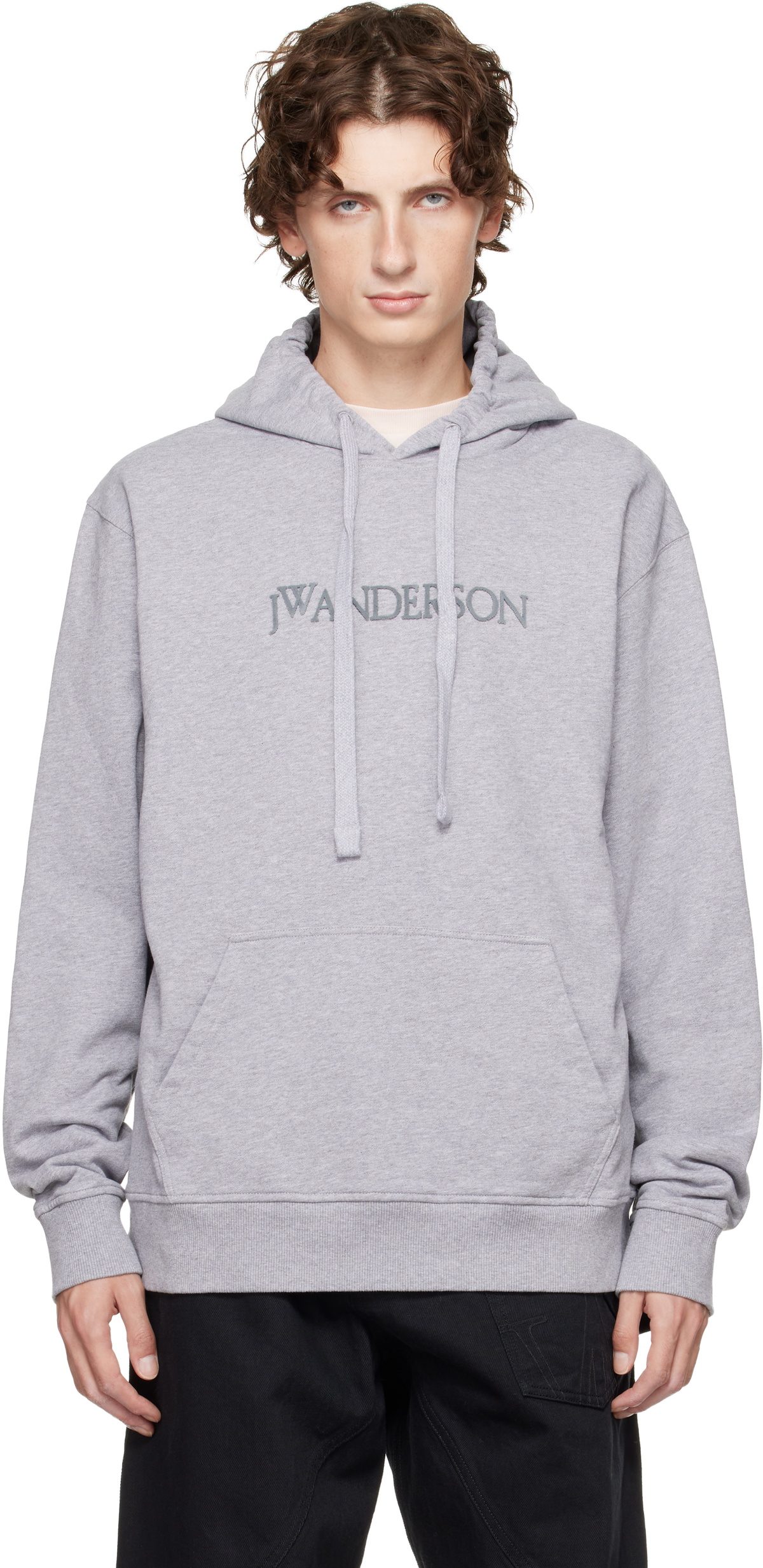 JW Anderson Gray Logo Embroidery Hoodie