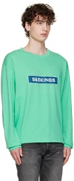 SEEKINGS Green Cotton Long Sleeve T-Shirt