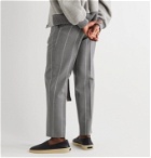 Fear of God for Ermenegildo Zegna - Tapered Pleated Striped Mélange Wool-Twill Trousers - Gray
