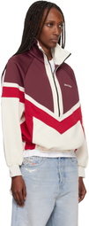 Palm Angels Burgundy & Off-White Colorblock Anorak Track Jacket