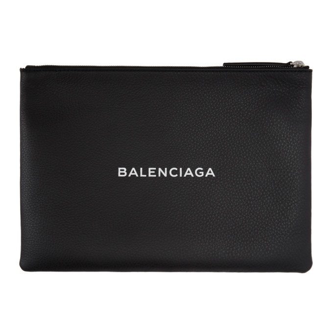 Photo: Balenciaga Black Logo Zip Pouch