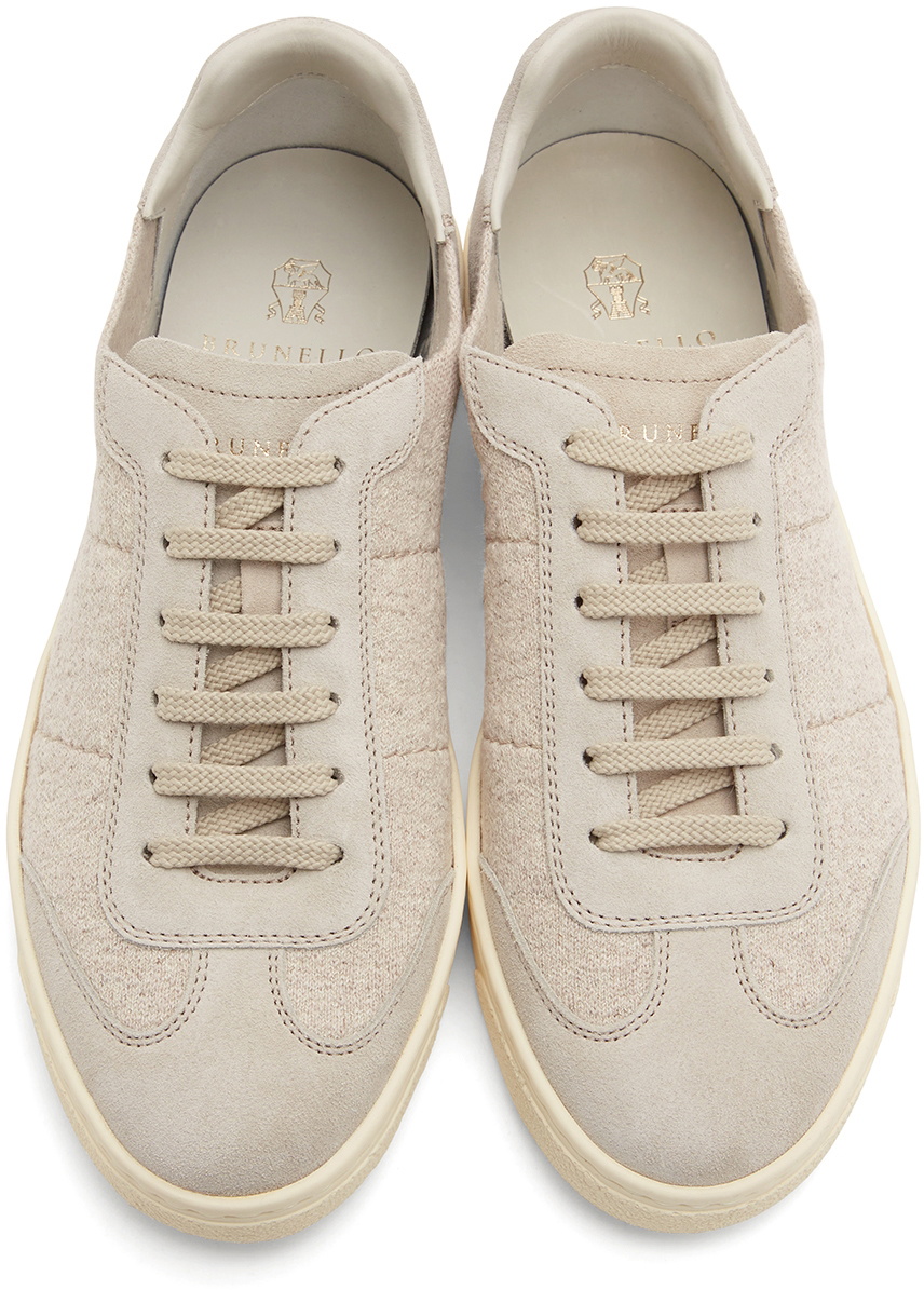 Brunello Cucinelli Taupe Knit Hybrid Sneakers