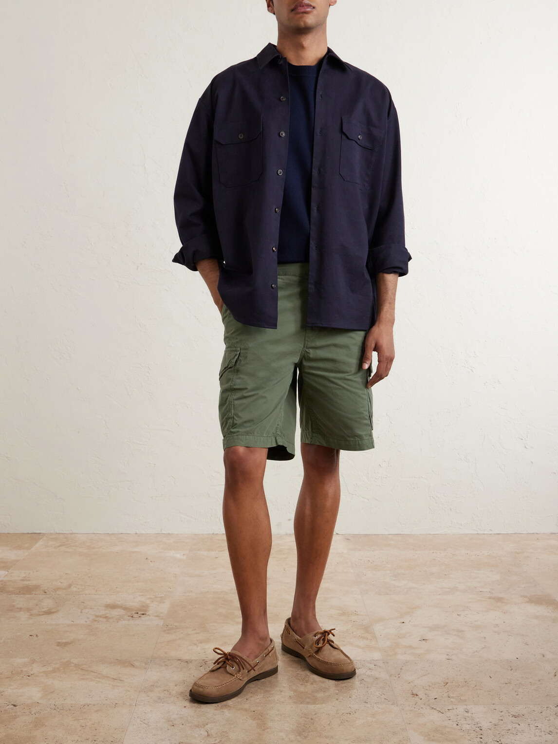 Hartford - Battle Straight-Leg Cotton Shorts - Green