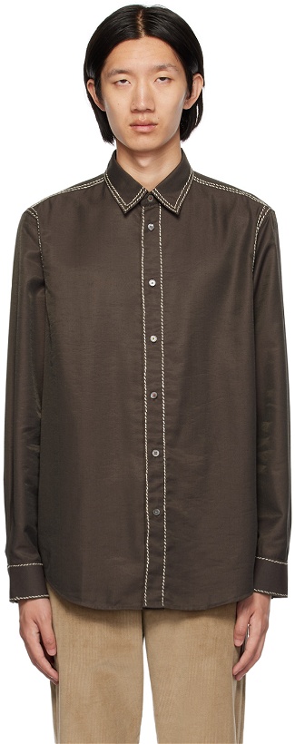 Photo: Paul Smith Brown Contrast Stitching Shirt