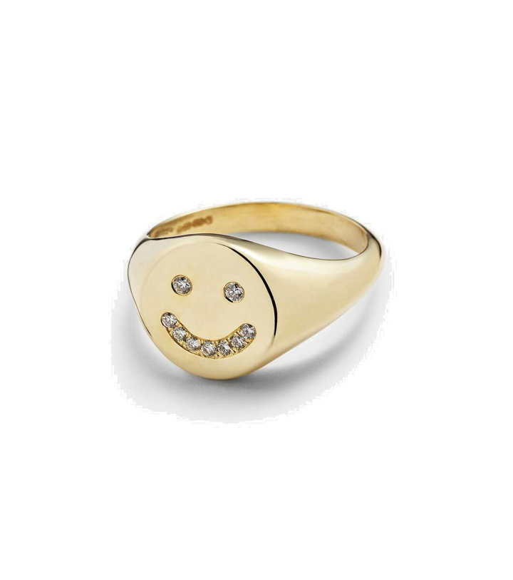 Photo: Roxanne First Smiley 14kt gold ring with diamonds