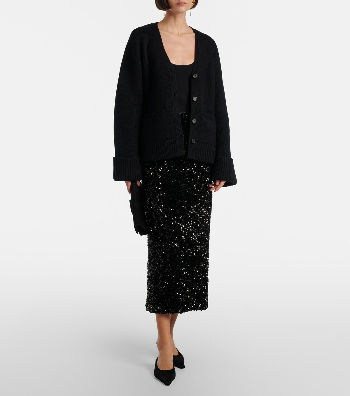 Vince Sequined velvet midi skirt