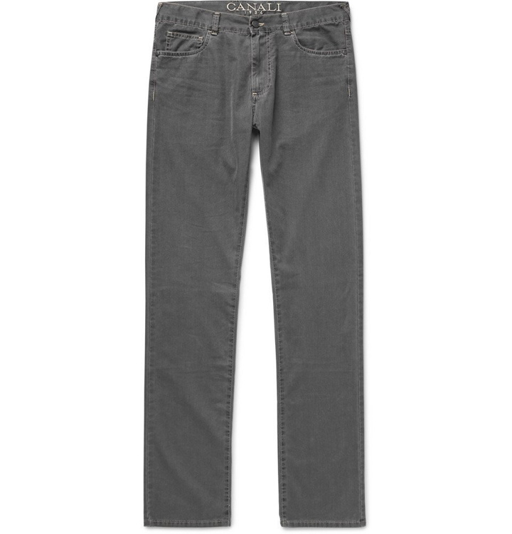 Photo: Canali - Slim-Fit Washed Cotton-Blend Denim Jeans - Men - Gray