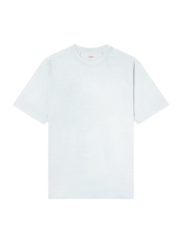 Photo: SEASE - Runner Logo-Print Merino Wool T-Shirt - Blue