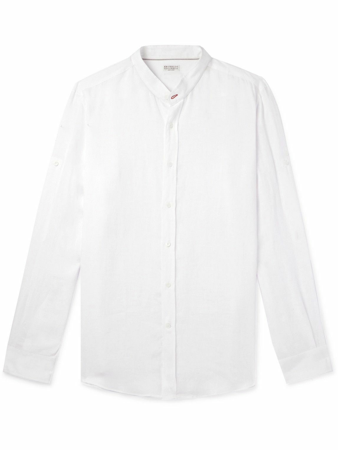 Brunello Cucinelli - Grandad-Collar Linen Shirt - White Brunello Cucinelli