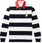 Gucci - Appliquéd Striped Cotton-Jersey Polo Shirt - Men - Blue