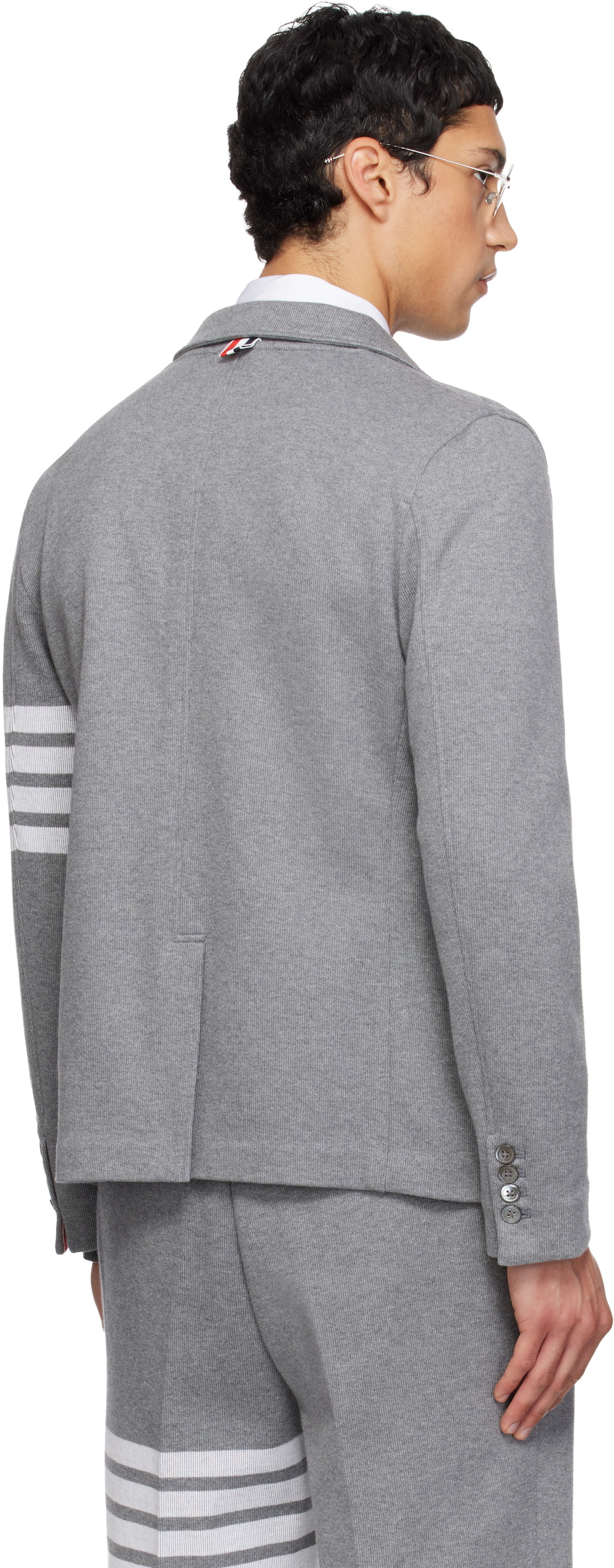 Thom Browne Gray Double Face Knit 4-Bar Sack Blazer
