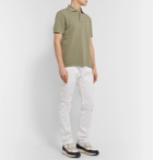AMI - Slim-Fit Logo-Appliquéd Cotton-Piqué Polo Shirt - Green