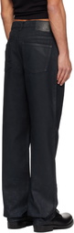 Marine Serre Black Moon Waxed Denim Straight Jeans