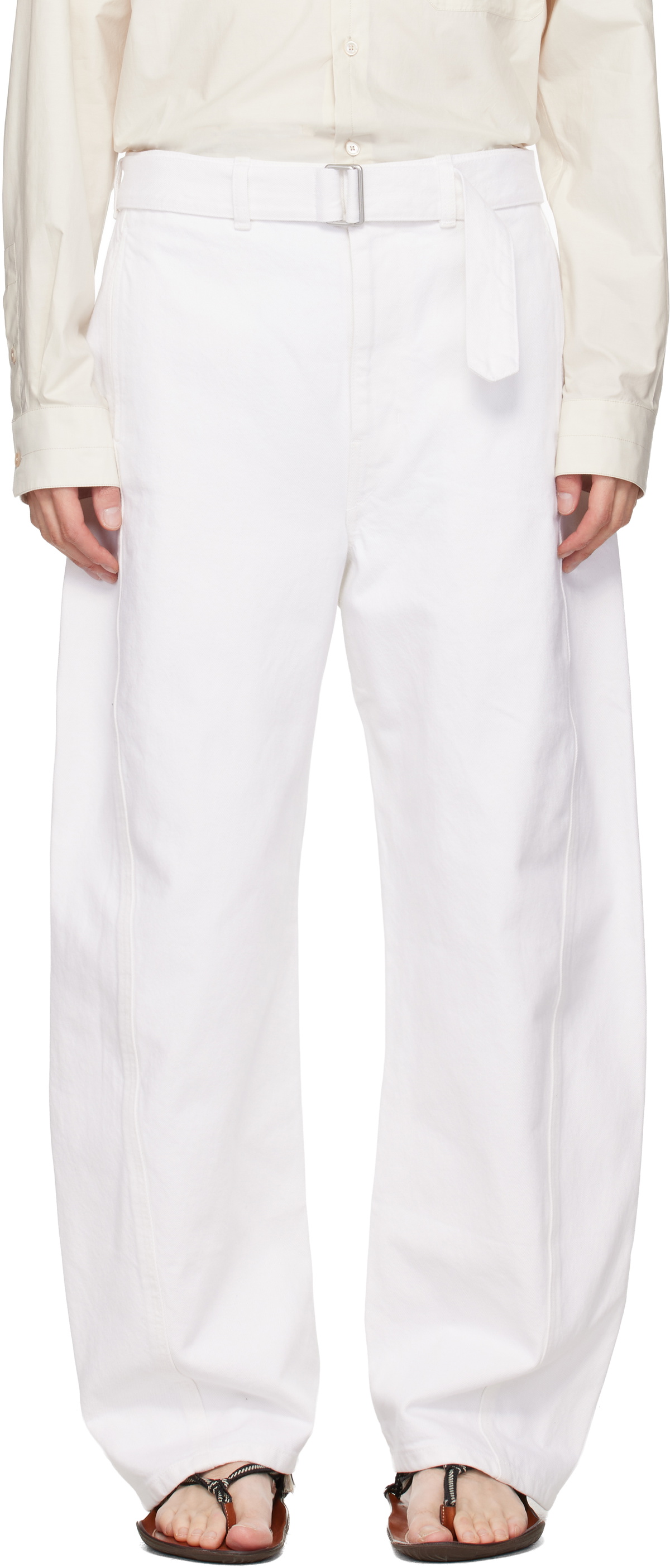 LEMAIRE White Twisted Belted Jeans