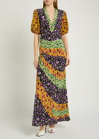 LA Double J Marlene Floral-print Silk Maxi Dress Yellow