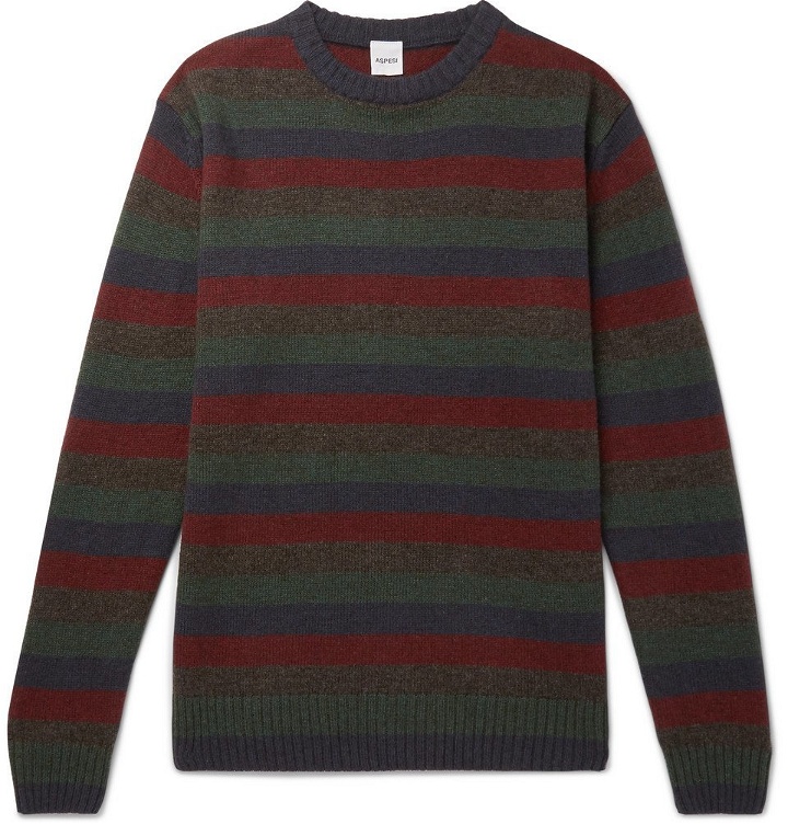 Photo: Aspesi - Slim-Fit Striped Yak and Wool-Blend Sweater - Men - Multi