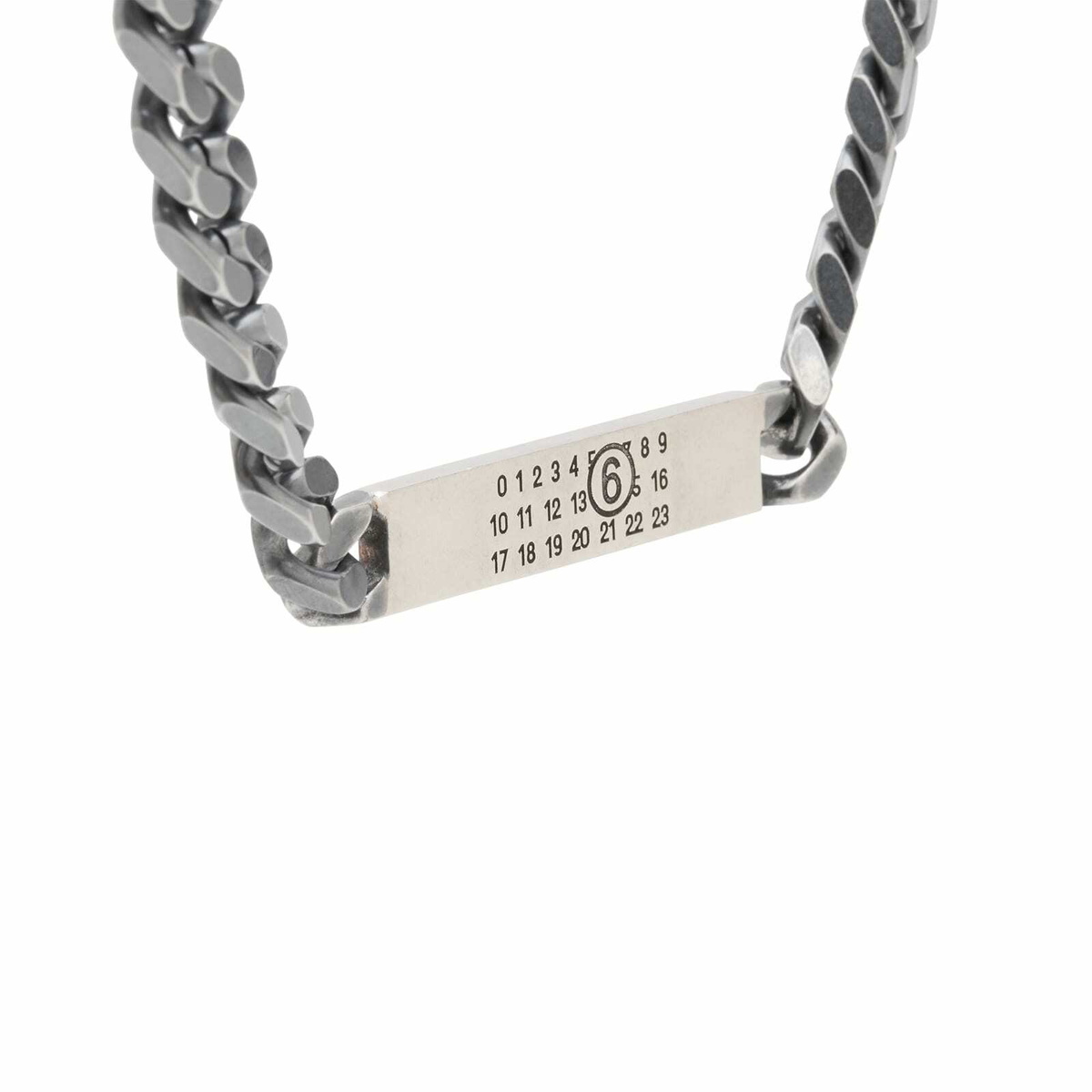 MM6 Maison Margiela Men's ID Tag Curb Necklace in Brunito MM6