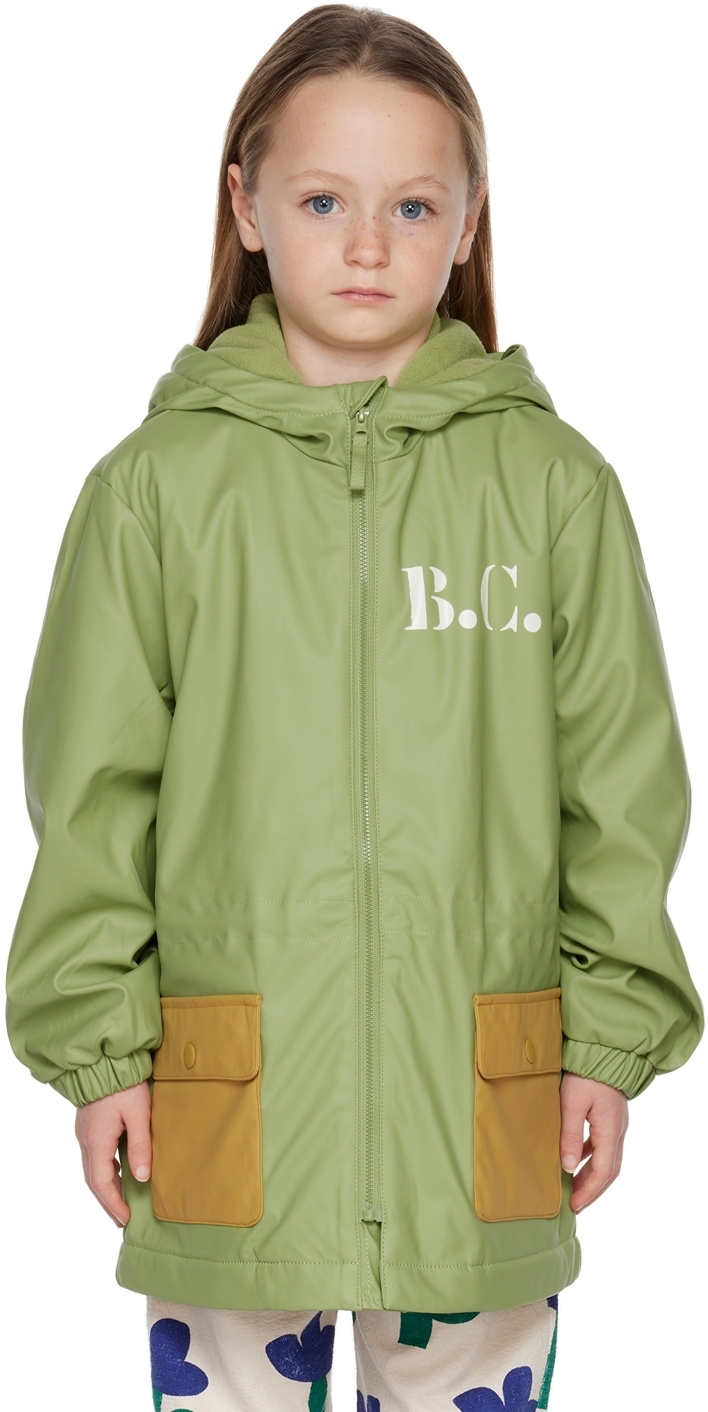 Bobo Choses Kids Green Color Block Raincoat