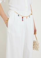 Stella Mccartney Embellished-chain Balloon-leg Cotton Trousers White
