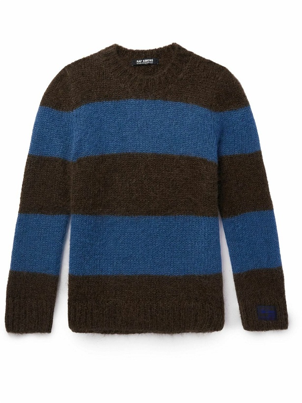 Photo: Raf Simons - Slim-Fit Striped Mohair-Blend Sweater - Brown