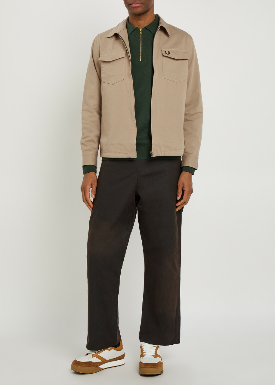 Fred Perry Logo-embroidered Cotton-twill Overshirt Cream