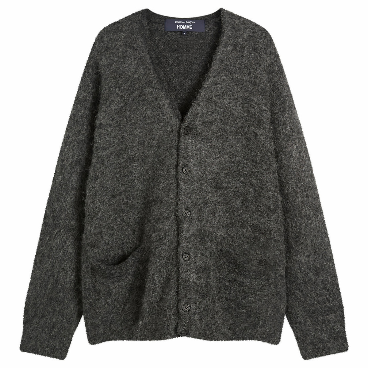Comme des Garçons Homme Men's Wool Mohair Cardigan in Top Charcoal