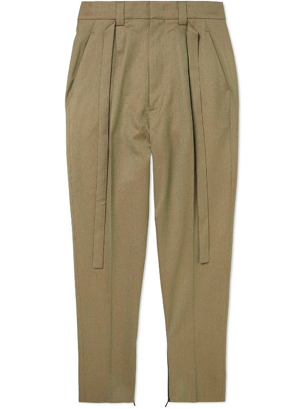 Photo: Fear of God - Slim-Fit Tapered Belted Pleated Wool-Twill Suit Trousers - Neutrals