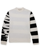 MARNI - Striped Logo-Intarsia Wool Sweater - White