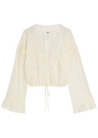 Free People Sweet Love Floral-embroidered Cotton Blouse Cream