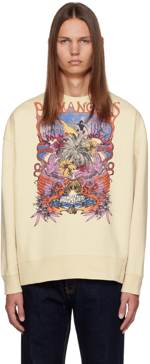 Palm Angels Beige Palm Concert Sweatshirt Palm Angels