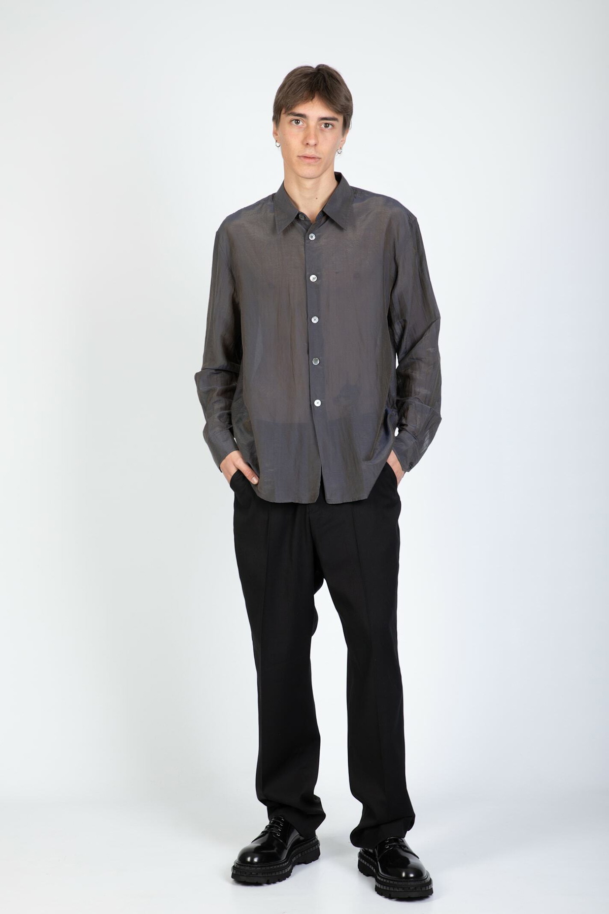 OUR LEGACY　BEYOND SHIRT　Charcoal Our Legacy - Beyond Shirt Charcoal Bordeaux Cotton Silk