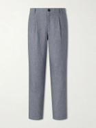 Oliver Spencer - Morton Straight-Leg Pleated Striped Linen Suit Trousers - Gray