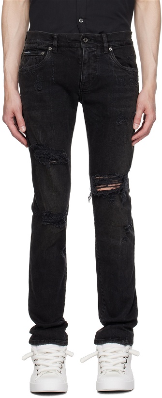 Photo: Dolce & Gabbana Black Five-Pocket Jeans