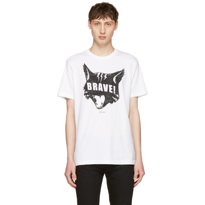 Diesel White T-Joe-QC Cat T-Shirt Diesel Black Gold