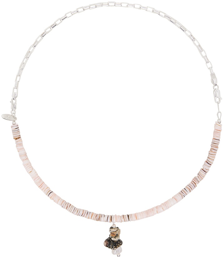 Photo: Santangelo SSENSE Exclusive Silver & Pink Pronto Necklace