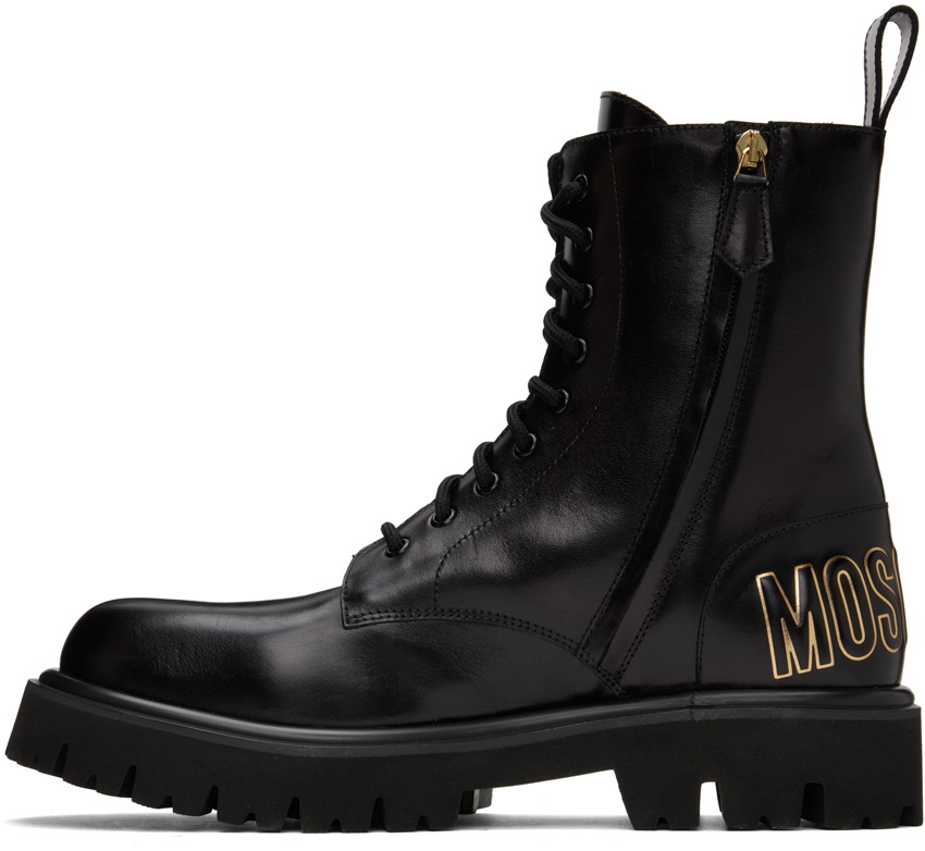 Moschino Black Combat Boots Moschino