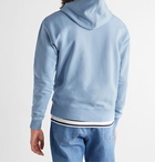 AMI PARIS - Logo-Embroidered Loopback Cotton-Jersey Hoodie - Blue