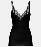 Saint Laurent Lace-trimmed silk tank top