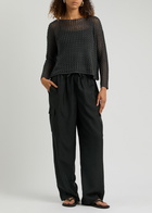 Eileen Fisher Washed Silk Cargo Trousers Black