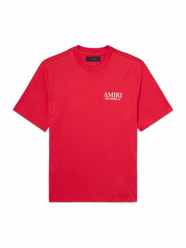Photo: AMIRI - Bones Stacked Logo-Print Cotton-Jersey T-Shirt - Red