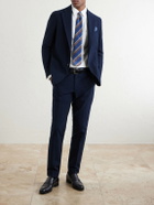 De Petrillo - Straight-Leg Cotton-Seersucker Suit Trousers - Blue