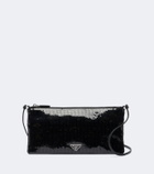 Prada Leather-trimmed sequined crossbody bag