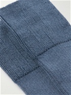CDLP - Six-Pack Ribbed Cotton-Blend Socks - Blue
