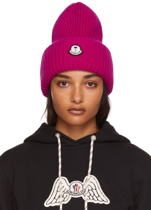 Photo: Moncler Genius 8 Moncler Palm Angels Pink Wool Beanie